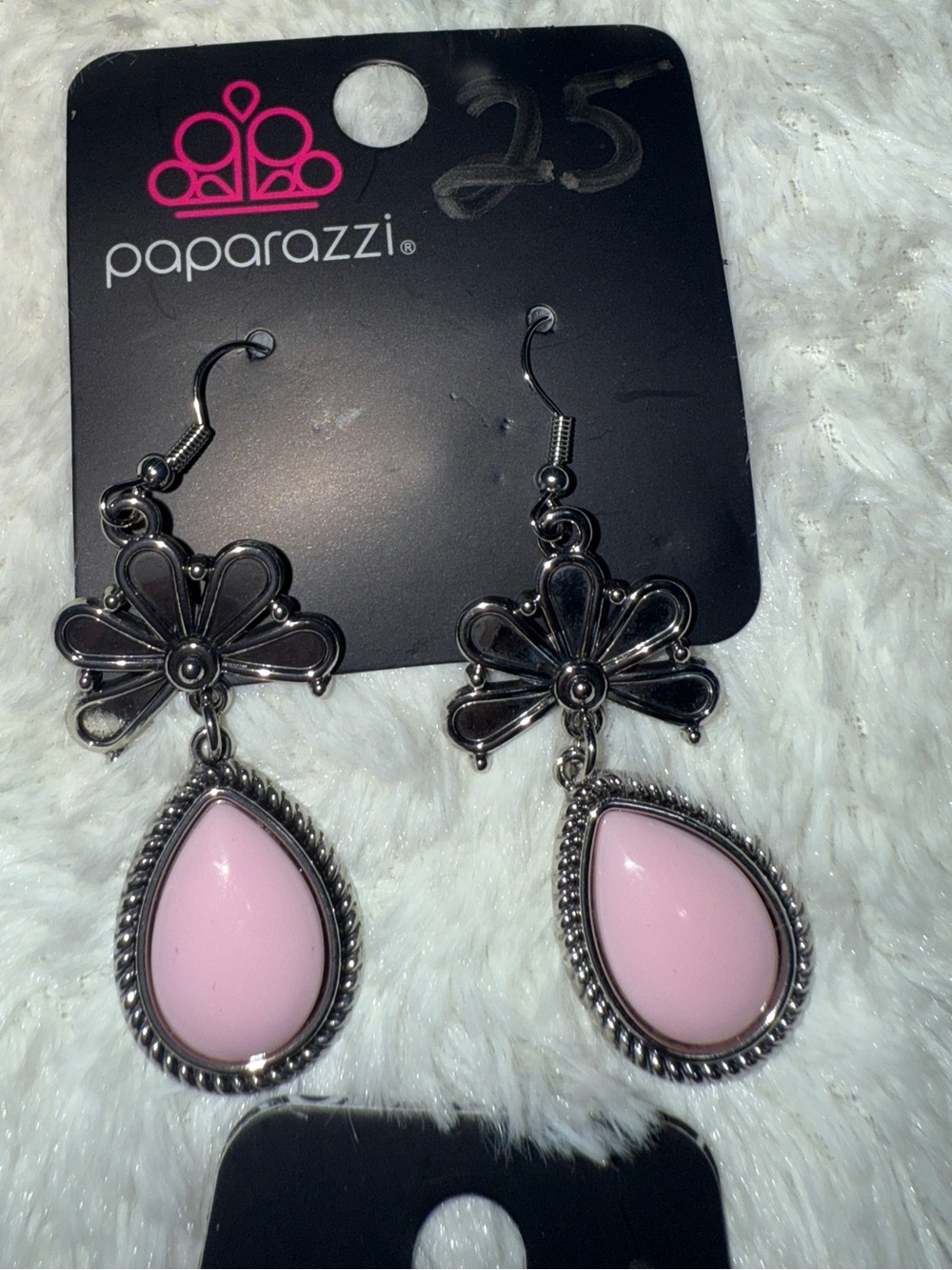 paparazzi Pink Teardrop Flower Dangle Earrings with Gunmetal Accents